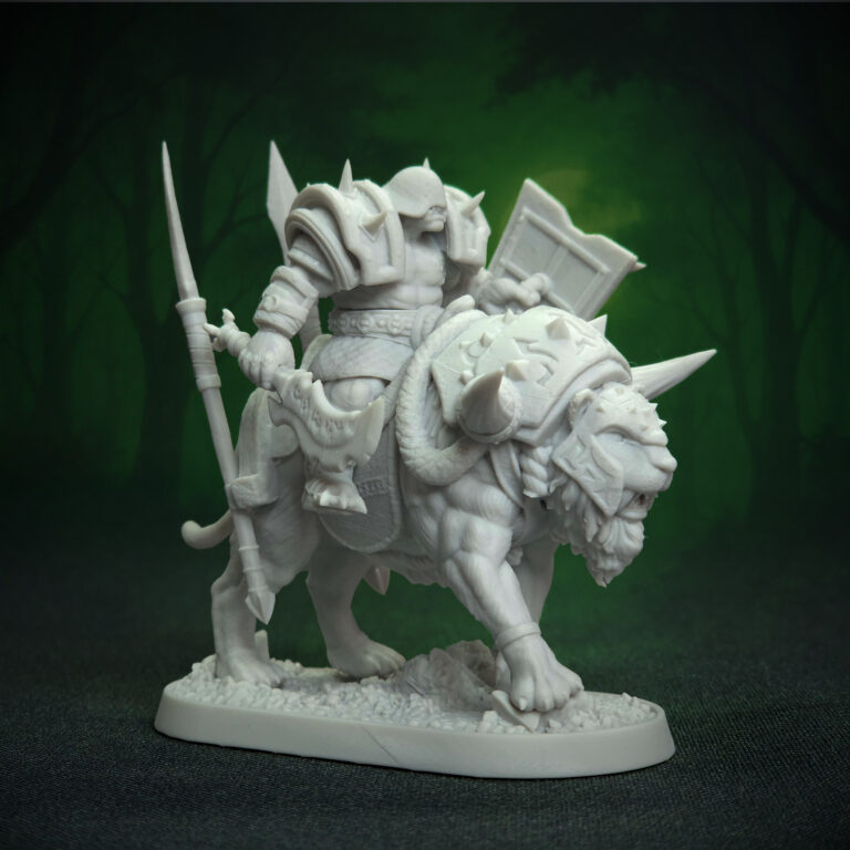 figurka rycerza fantasy na bestii wydruk 3D żywica model do gier planszowych