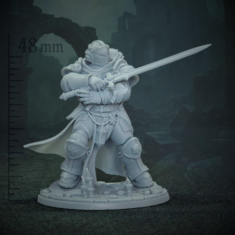 Figurka rycerza RPG wydrukowana w technologii druku 3D – model kolekcjonerski o wysokości 48 mm